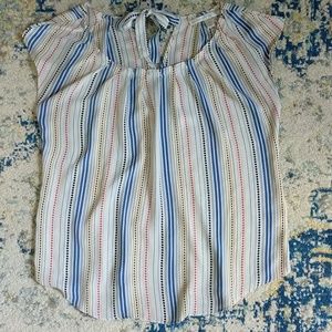 Lauren Conrad Striped Cap Sleeve Blouse - M